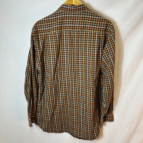 Scott Barber Orange White Navy Check Brushed Twill LS Button-Down Shirt Size XL - Picture 6 of 9